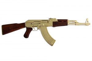 Replika  AK47 "förgylld" med trästock