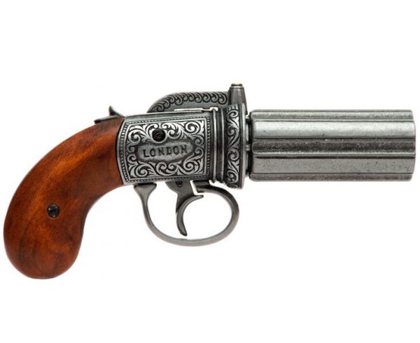 6-pipig Pepper-box revolver, replika på engelsk modell 1840