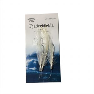 Vit fjäderhäckla - 3 krokar stl 6/0