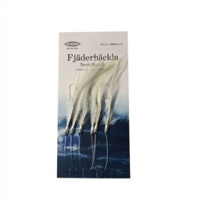 Vit fjäderhäckla - 6 krokar stl 2/0