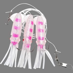 Winged Bläckfisk - Vit/rosa 3-krokar 4/0