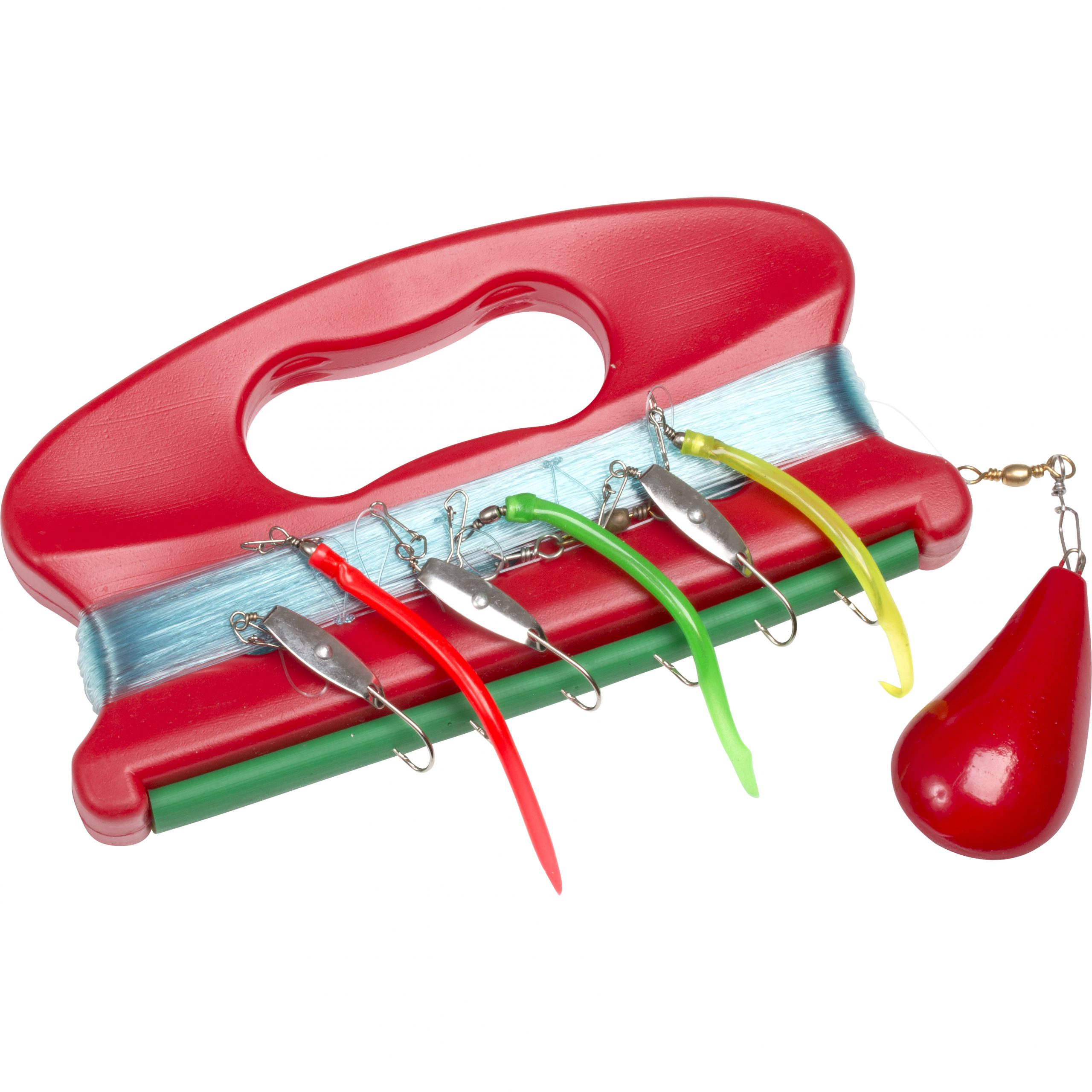 Makrillharpa plastvinda 75m lina 6 krokar 300g sänke